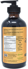 PRIME NATURAL black seed oil pour, ideal for adding to foods or beverages.
