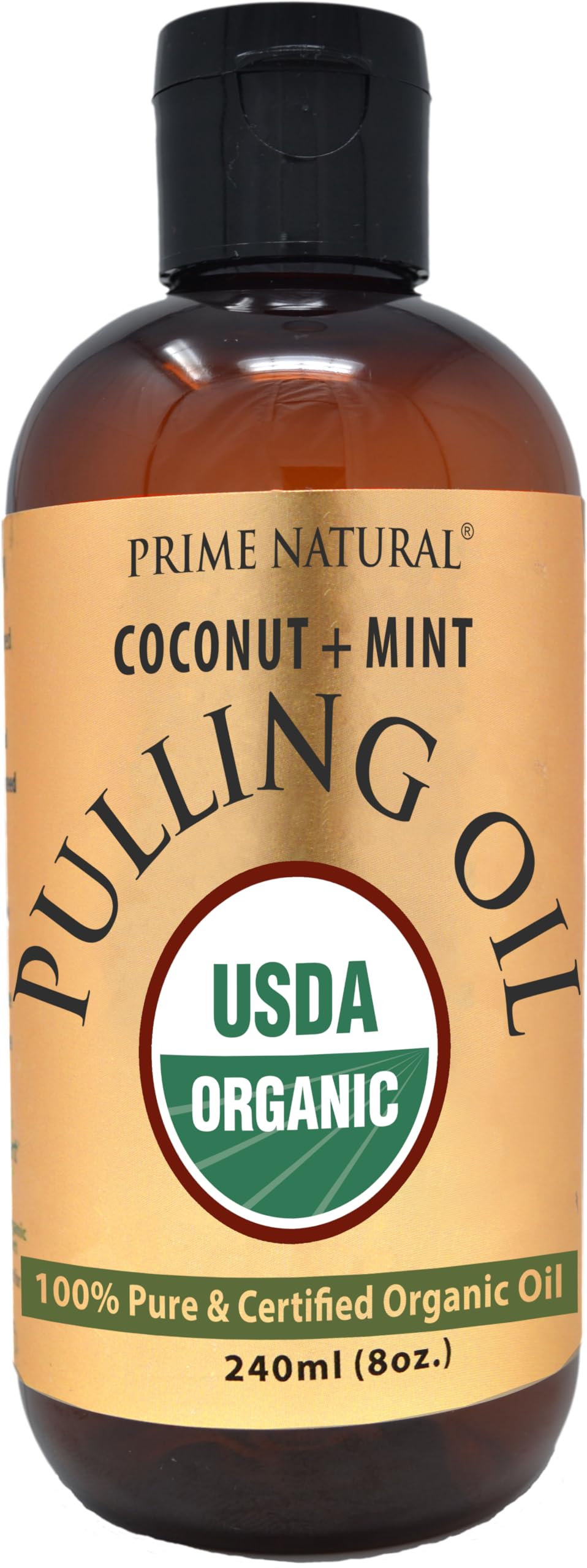 Prime Natural Oil Pulling bottle with coconut and peppermint oils for fresh breath