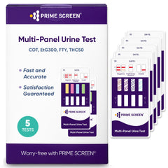 Prime Screen multi-panel urine test pack front view for quick screening.