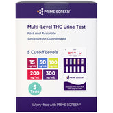 Prime Screen THC urine test kit packaging shown, compact and convenient for home use.