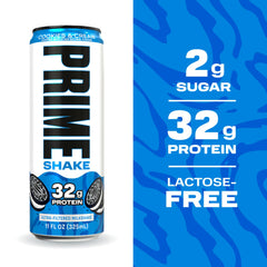 PRIME Shakes Cookies and Cream being poured into a glass for smooth texture.