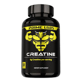 Prime Labs Creatine Monohydrate capsules bottle front for convenient daily workout use.