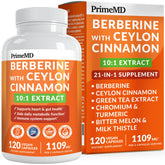 PrimeMD Berberine 21-in-1 bottle front highlighting energy support.