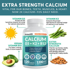 PrimeMD Calcium 1200mg tablets close-up for easy daily intake.