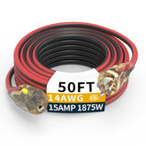PRIMOWIRE 50FT extension cord in use for outdoor lighting and equipment