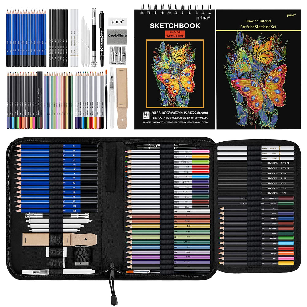 PRINA 76 Pack Drawing Set overview showing a versatile toolkit for artists