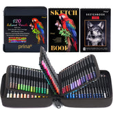 PRINA colored pencils fan displaying vibrant pigments for smooth shading