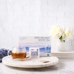 Prince of Peace White Tea cup steeping with inviting aroma