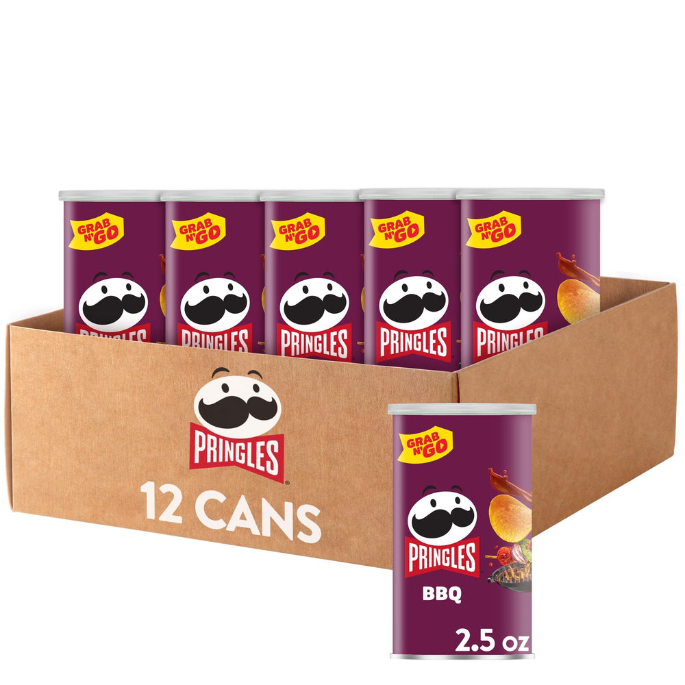 Pringles BBQ can close-up highlighting bold flavor for on-the-go snacking