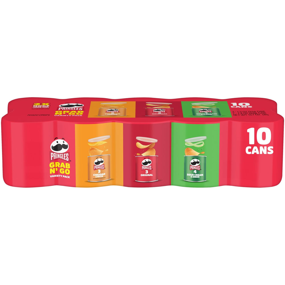Pringles variety pack cans front view for easy grabbing during gatherings