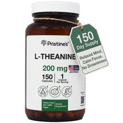 PRISTINE'S L-Theanine 200mg capsule for calm focus during daily routines