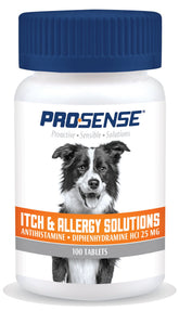 Pro-Sense Itch & Allergy packaging shows fast relief for dog allergy symptoms