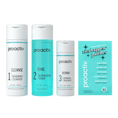 Proactiv benzoyl peroxide cleanser bottle helps clear existing blemishes and prevent new breakouts.