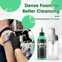Foam bottle included for precise dilution of Proamate Green Tattoo Soap.