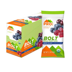 PROBAR Bolt Berry Blast bottle with energy chews for quick fueling during workouts