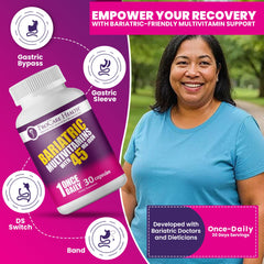 ProCare Health Bariatric Multivitamin capsule closeup highlights small, easy-to-swallow tablet.