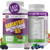 ProCare Health bariatric multivitamin fruit punch bottle front, easy-to-chew post-surgery nutrition.