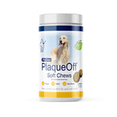 ProDen PlaqueOff Soft Chews kelp bottle supports at-home dental care.