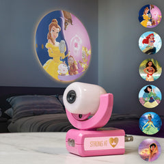 Projectables Disney Princess Night Light globe rotates to project popular princess images on walls.