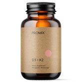 Promix Nutrition D3 K2 5000iu bottle showing calcium transport support for bones