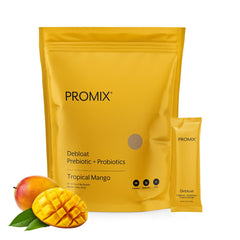 Promix Nutrition Debloat bottle close-up with a clean label for digestive support.