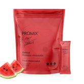 ProMix Nutrition Debloat bottle front shows watermelon flavor and serving details for daily use.