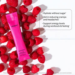 Close-up of Promix Raspberry ingredients with Himalayan salt and minerals