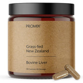 Promix Nutrition grass-fed raw liver bottle with capsules for energy support