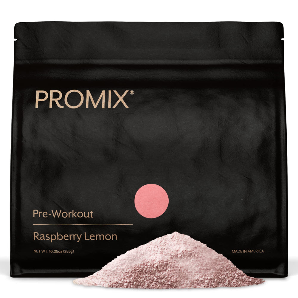 ProMix Nutrition Pre-Workout Raspberry Lemon powder bottle ready for a focused training session.