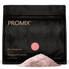 ProMix Nutrition Pre-Workout Raspberry Lemon powder bottle ready for a focused training session.