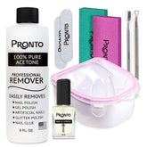 Pronto 8oz acetone bottle for fast gel polish removal at home.
