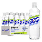 Propel Energy Boost blueberry acai bottle shown for workout hydration with electrolytes.