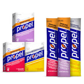 Propel Immune Support variety-pack boxes showcase versatile hydration for active days.
