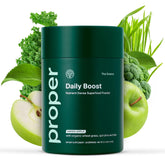 Proper front packaging showing the greens powder and servings benefit
