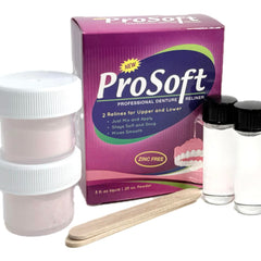 ProSoft Denture Reliner kit features soft material for comfortable denture relining.
