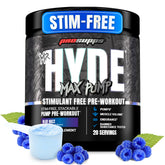 Prosupps Mr Hyde Max Pump blue razz bottle for caffeine-free pre-workout pumps.