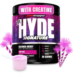 ProSupps Mr. Hyde Signature powder with scoop for a quick pre-workout energy boost.