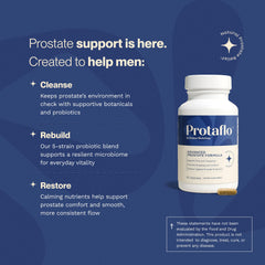 Protaflo label detail highlighting probiotic and botanical blend
