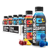 Protein2o blue raspberry bottle promotes hydration and post-workout recovery.