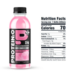 Pouring Protein2o Cotton Candy clear protein water for quick energy and hydration.