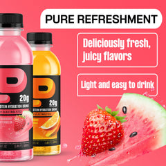 Protein2o variety-pack front shows 12 flavors in a ready-to-drink collection.