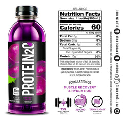 Protein2o whey protein isolate pour highlights hydration with low carbohydrates