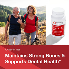 PROTOCOL FOR LIFE BALANCE Vitamin D3 5000 IU pouring softgels showing easy daily intake.