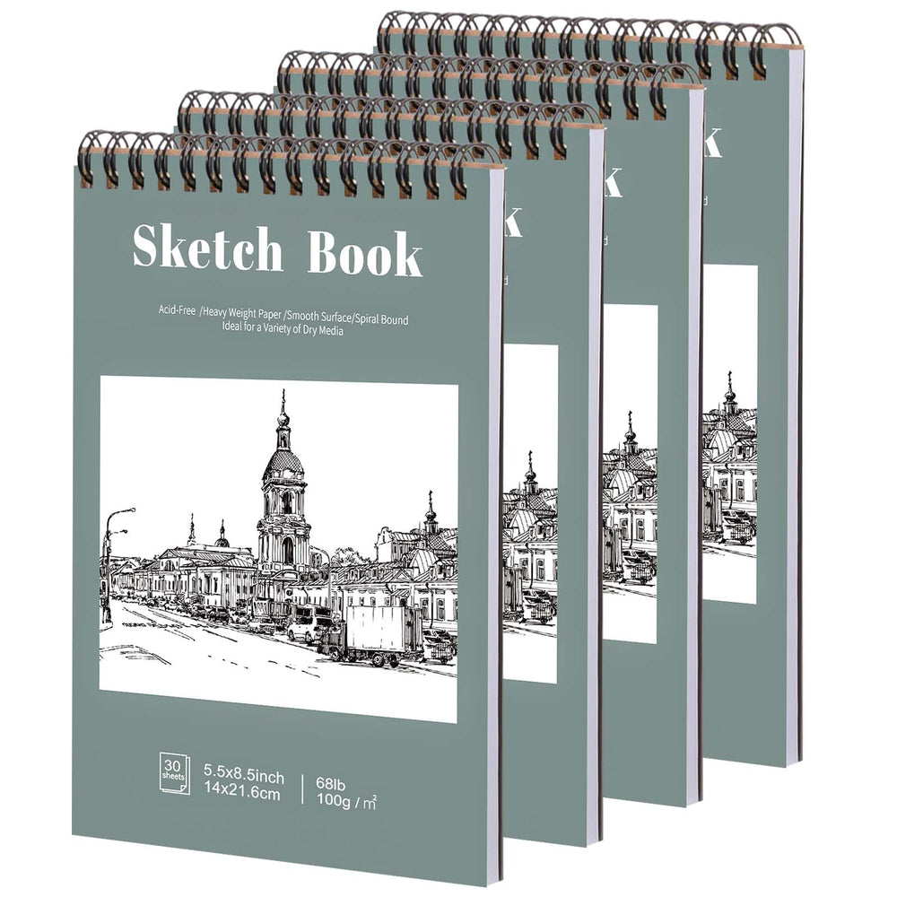 Prudiut 4 pack small sketch books on a table for portable drawing sessions