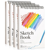 Prudiut 4-pack small sketchbooks with sturdy cover for outdoor drawing.