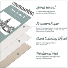 Prudiut spiral bound small sketch books with reinforced binding