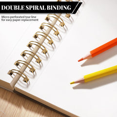 Prudiut spiral-binding sketchbook laid flat for easy drawing