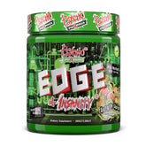 Psycho Pharma Edge of Insanity tub front shows bold preworkout formula for intense sessions.