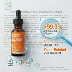 Close-up of irritated ears with soothing relief from PUAINTA drops.