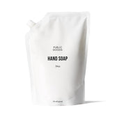 Public Goods Hand Soap bottle pour highlights a gentle cleansing with natural oils